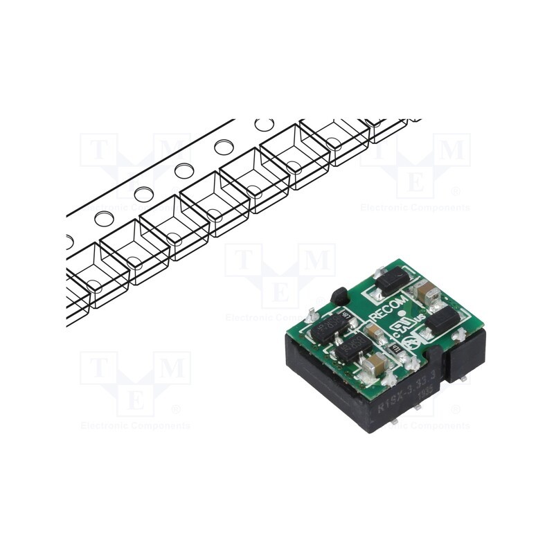1 pcs x RECOM - R1SX-3.33.3-R - Converter: DC/DC, 1W, Uin: 2.97÷3.63V, Uout: 3.3VDC, Iout: 303mA, SMD
