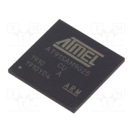 1 pcs x MICROCHIP TECHNOLOGY - AT91SAM9G25-CU - IC: ARM microprocessor, ARM926, 0.9÷1.1VDC, SMD, LFBGA217, PWM: 4