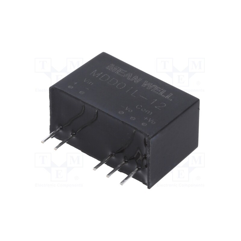 1 pcs x MEAN WELL - MDD01L-12 - Converter: DC/DC, 1W, Uin: 4.5÷5.5V, Uout: 12VDC, Uout2: -12VDC, SIP7