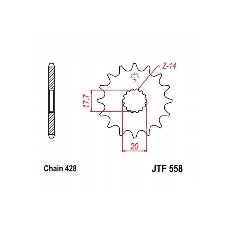 Front sprocket jt f558 z16 428 yamaha dt 125