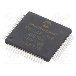 1 pcs x MICROCHIP TECHNOLOGY - PIC24FJ128GB106-I/PT - IC: PIC microcontroller, 128kB, 32MHz, 2÷3.6VDC, SMD, TQFP64, PIC24
