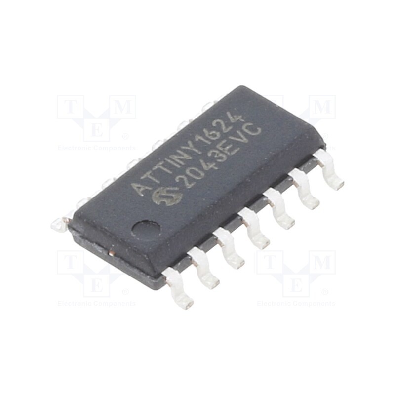 1 pcs x MICROCHIP TECHNOLOGY - ATTINY1624-SSU - IC: AVR microcontroller, SO14, Ext.inter: 12, Cmp: 1, ATTINY, 1.27mm