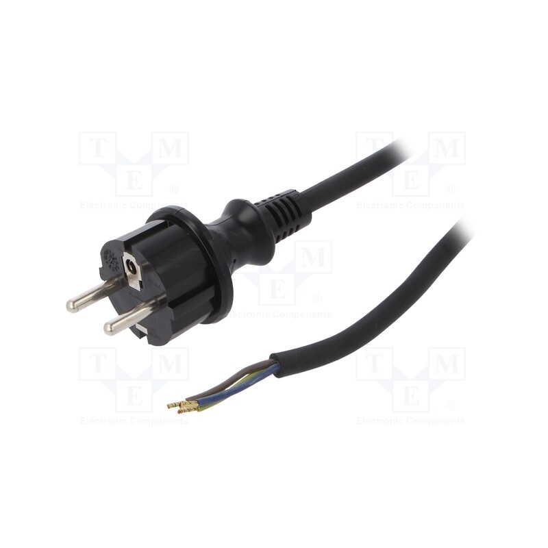 1 pcs x PLASTROL - W-97209 - Cable, 3x1mm2, CEE 7/7 (E/F) plug,wires,SCHUKO plug, rubber, 4m