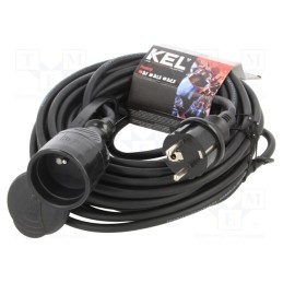 1 pcs x KEL - W-97015 - Extension lead, 3x1mm2, Sockets: 1, rubber, black, 15m, 10A