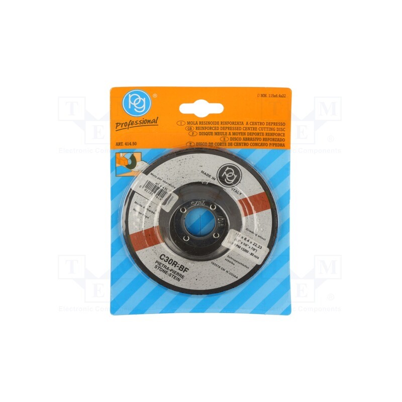 1 pcs x PG PROFESSIONAL - 414.5 - Cutting wheel, Ø: 115mm, Øhole: 22mm, Disc thick: 6.4mm, stone, bulk