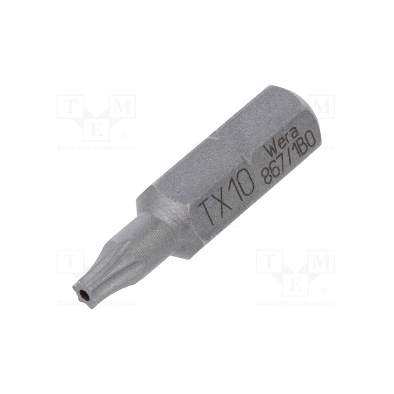 1 pcs x WERA - 5066500001 - Screwdriver bit, Torx® with protection, T10H, Overall len: 25mm