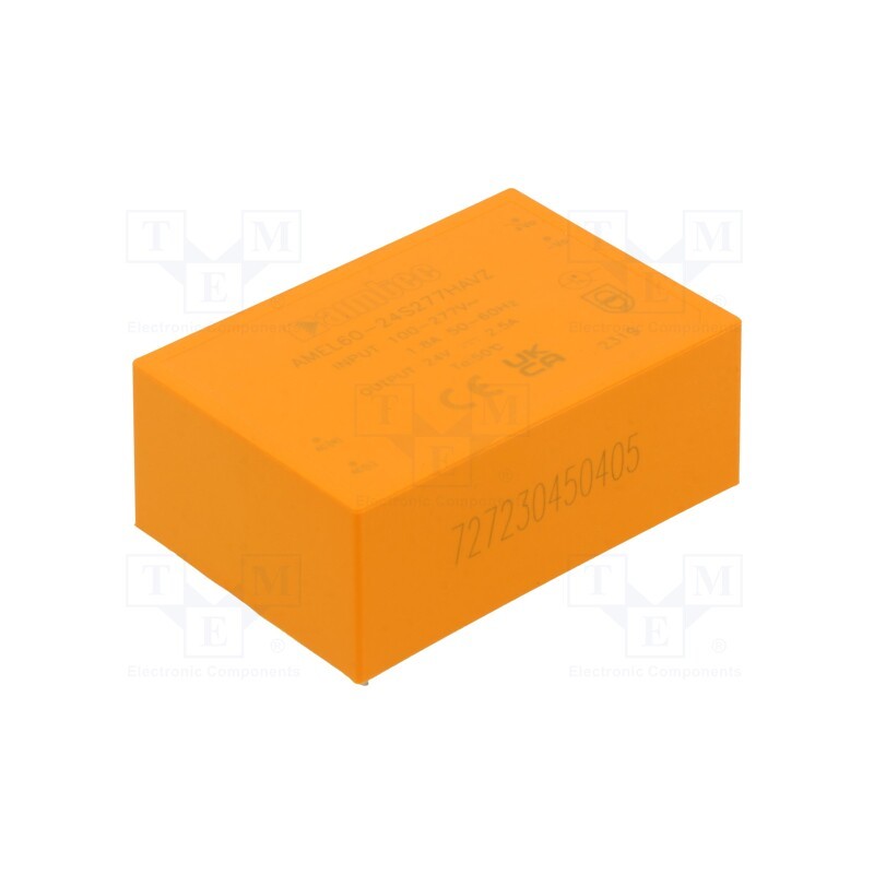 1 pcs x AIMTEC - AMEL60-24S277HAVZ - Converter: AC/DC, 60W, Uin: 85÷305V, Uout: 24VDC, Iout: 2.5A, 90%, THT