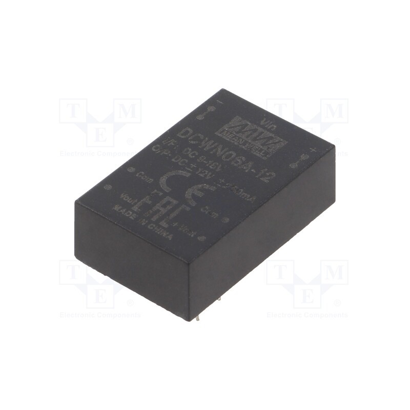 1 pcs x MEAN WELL - DCWN06A-12 - Converter: DC/DC, 6W, Uin: 9÷18V, Uout: 12VDC, Uout2: -12VDC, DIP24