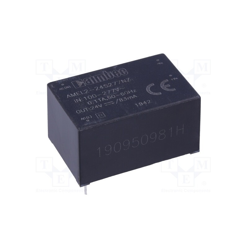 1 pcs x AIMTEC - AMEL2-24S277NZ - Converter: AC/DC, 2W, 85÷305VAC, Usup: 120÷430VDC, Uout: 24VDC, 78%