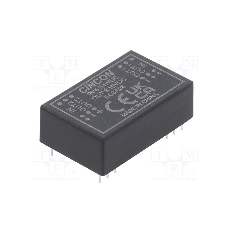 1 pcs x CINCON - EC3A06 - Converter: DC/DC, 3W, Uin: 4.5÷6V, Uout: 15VDC, Uout2: -15VDC, DIP24