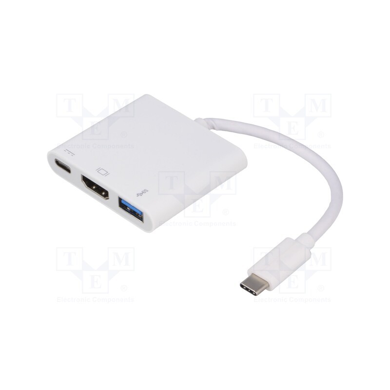 1 pcs x QOLTEC - 50425 - Adapter, Power Delivery (PD),USB 3.0,USB 3.1, 0.2m, white, white