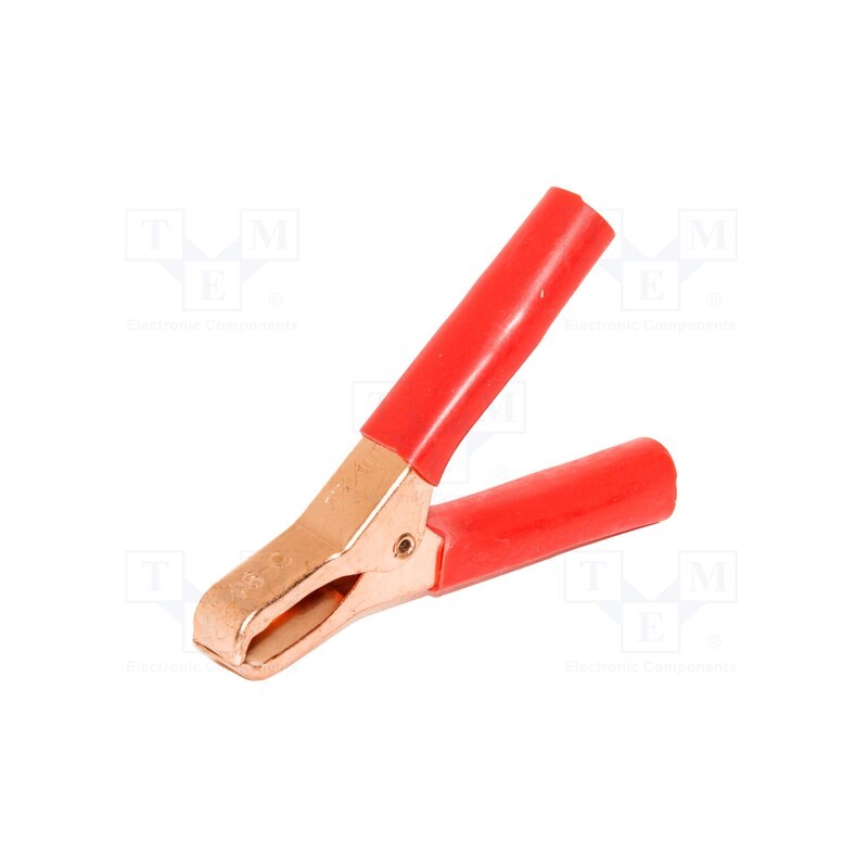 1 pcs x MUELLER ELECTRIC - BU-46C-2 - Crocodile clip, 75A, Grip capac: max.29mm, Overall len: 74mm, red