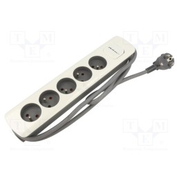 1 pcs x QOLTEC - 50296 - Extension lead, 3x1.5mm2, Sockets: 5, white-grey, 1.8m, 16A
