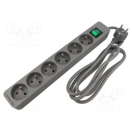 1 pcs x QOLTEC - 50291 - Extension lead, 3x1.5mm2, Sockets: 6, grey, 1.8m, 16A
