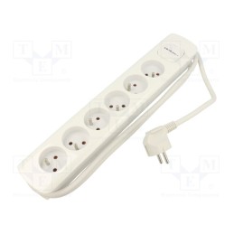 1 pcs x QOLTEC - 50278 - Extension lead, 3x1.5mm2, Sockets: 6, white, 1.8m, 16A