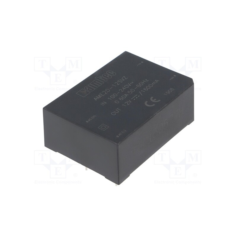 1 pcs x AIMTEC - AME20-12SVZ - Converter: AC/DC, 19.2W, 85÷264VAC, Usup: 100÷370VDC, Uout: 12VDC