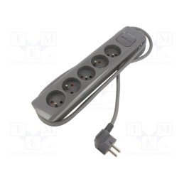 1 pcs x QOLTEC - 50275 - Extension lead, 3x1.5mm2, Sockets: 5, grey, 1.8m, 16A