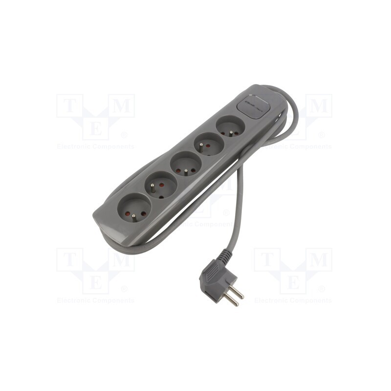 1 pcs x QOLTEC - 50275 - Extension lead, 3x1.5mm2, Sockets: 5, grey, 1.8m, 16A