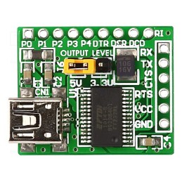 1 pcs x MIKROE - USB UART BOARD - Expansion board, USB B, Interface: UART,USB, Comp: FT232RL