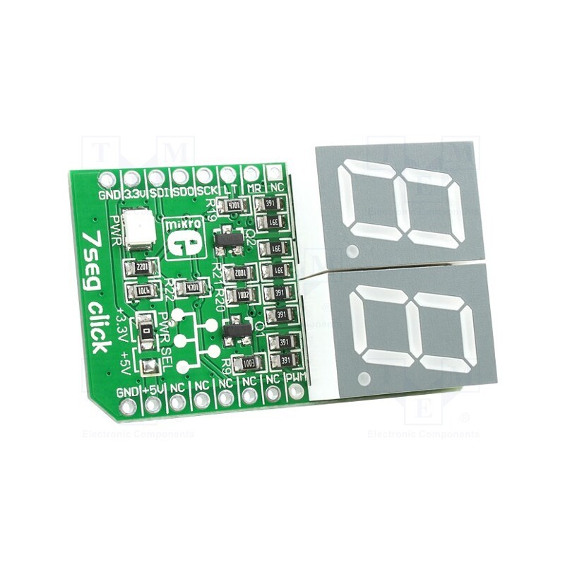 1 pcs x MIKROE - 7SEG CLICK - Click board, display, SPI, 74HC595, prototype board, 3.3VDC,5VDC
