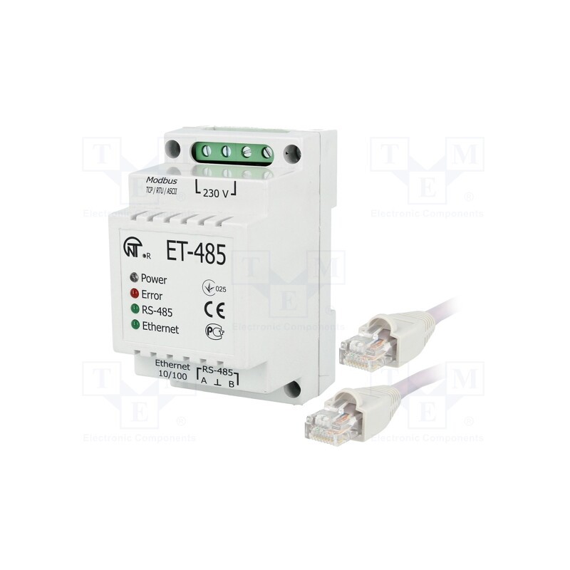 1 pcs x NOVATEK ELECTRO - ET-485 - Converter, RS485/ETHERNET, 10/100 Base-T,RS485, 100Mbps, 230VAC