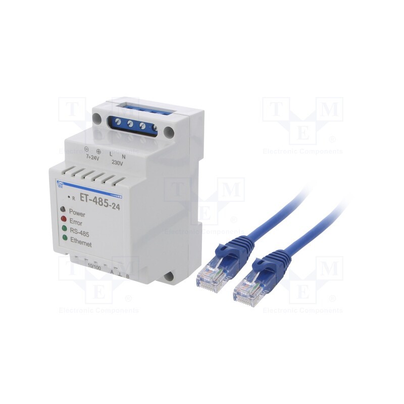 1 pcs x NOVATEK ELECTRO - ET-485 24/230V - Converter, RS485/ETHERNET, 24VDC, 10/100 Base-T,RS485, 100Mbps