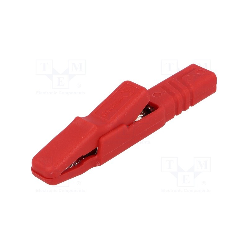 1 pcs x HIRSCHMANN T&M - AK 2 S RT - Crocodile clip, 25A, red, Grip capac: max.9.5mm, Socket size: 4mm