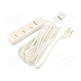 1 pcs x KERG - M02390 - Extension lead, 3x1.5mm2, Sockets: 3, PVC, white, 10m, 16A
