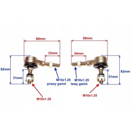 Tie rod ends quad atv 110 125 150 200 2 pcs set