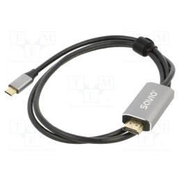 1 pcs x SAVIO - SAVKABELCL-170 - Adapter, HDCP 2.3,HDMI 2.0,USB 3.1, HDMI plug,USB C plug, 1m