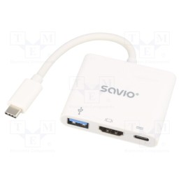1 pcs x SAVIO - SAVAK-48 - Adapter, Power Delivery (PD),USB 3.0, 5Gbps, white