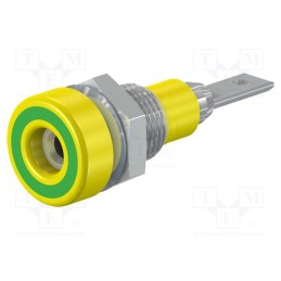 1 pcs x STu00c4UBLI - 23.0040-20 - Socket, 2mm banana, 10A, 23mm, yellow-green, soldered,on panel