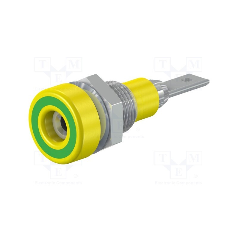 1 pcs x STu00c4UBLI - 23.0040-20 - Socket, 2mm banana, 10A, 23mm, yellow-green, soldered,on panel