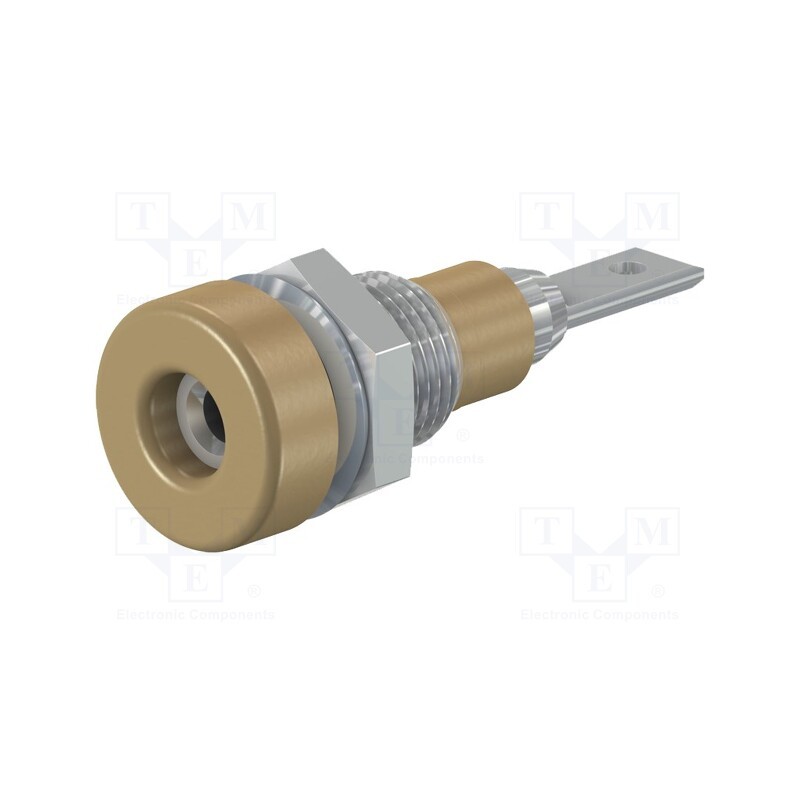 1 pcs x STu00c4UBLI - 23.0040-27 - Socket, 2mm banana, 10A, 23mm, brown, soldered,on panel, insulated