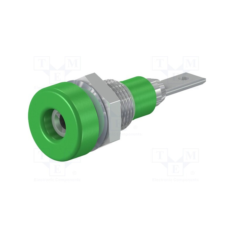 1 pcs x STu00c4UBLI - 23.0040-25 - Socket, 2mm banana, 10A, 23mm, green, soldered,on panel, insulated