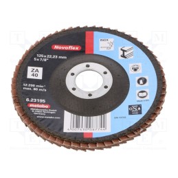 1 pcs x METABO - 623195000 - Flap grinding wheels, Ø: 125mm, Øhole: 22.23mm, Granularity: 40