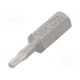 1 pcs x WERA - 5135071001 - Screwdriver bit, Hex Plus key, HEX 5/64', Overall len: 25mm