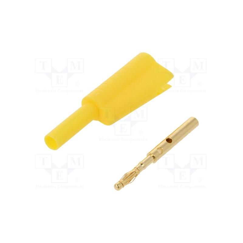 1 pcs x CLIFF - FCR7366Y - Plug, 2mm banana, 10A, 30VAC, 60VDC, yellow, Connection: soldered