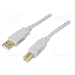 1 pcs x BQ CABLE - CAB-USB2AB/3G-GY - Cable, USB 2.0, USB A plug,USB B plug, gold-plated, 3m, grey