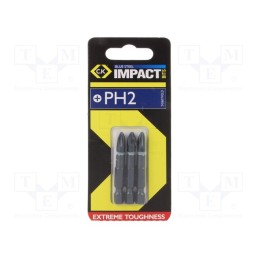 1 set x C.K - T4560 PH2LD - Screwdriver bit, Phillips, PH2, Overall len: 50mm, 3pcs.