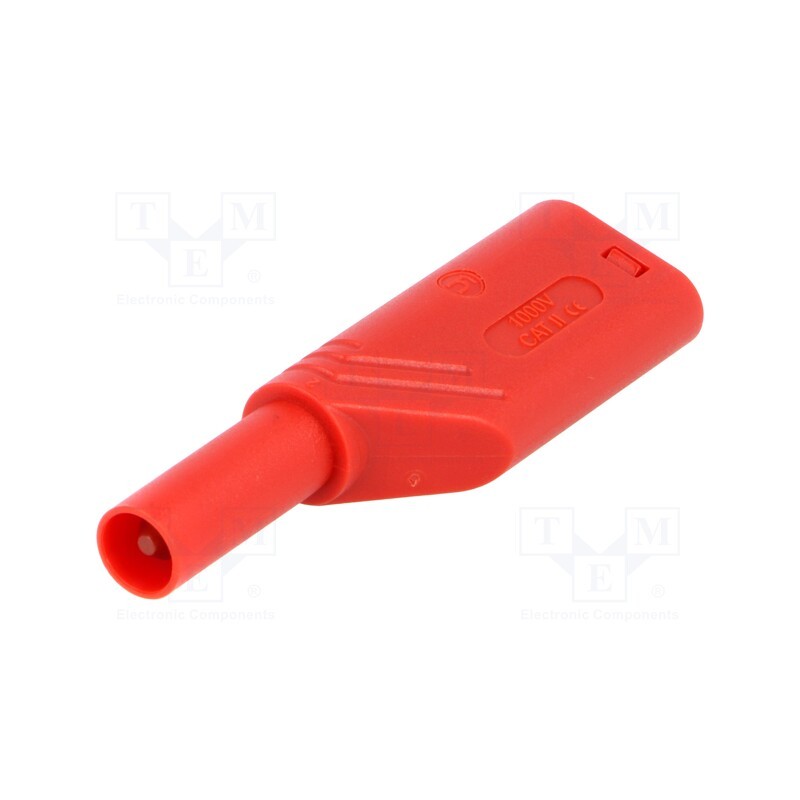 1 pcs x HIRSCHMANN T&M - LAS S WS RT - Plug, 4mm banana, 24A, 1kVDC, red, 0.5÷2.5mm2, on cable, 3mΩ