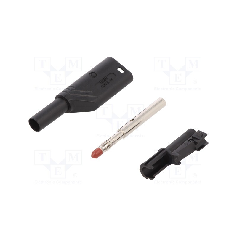 1 pcs x HIRSCHMANN T&M - LAS S WS SW - Plug, 4mm banana, 24A, 1kVDC, black, 0.5÷2.5mm2, on cable, 3mΩ