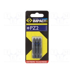 1 set x C.K - T4560 PZ2LD - Screwdriver bit, Pozidriv®, PZ2, Overall len: 50mm, 3pcs.