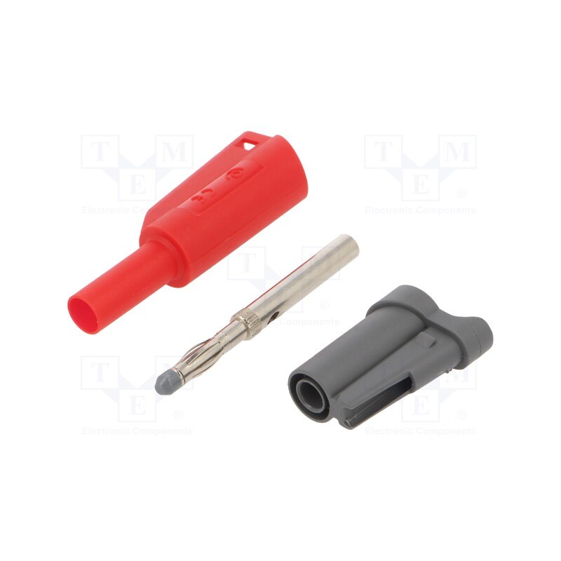 1 pcs x ELECTRO-PJP - 1076-RT - Plug, 4mm banana, 36A, 1kVAC, red, insulated, 58.9mm, 2.5mm2