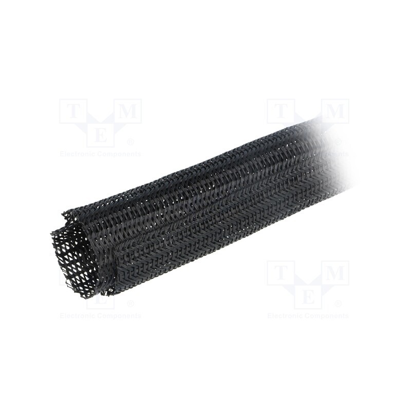 1 rol x ALPHA WIRE - GRP1302IN BLACK 25 FT - Polyester braid, ØBraid : 50.8mm, polyester, black, -70÷125°C