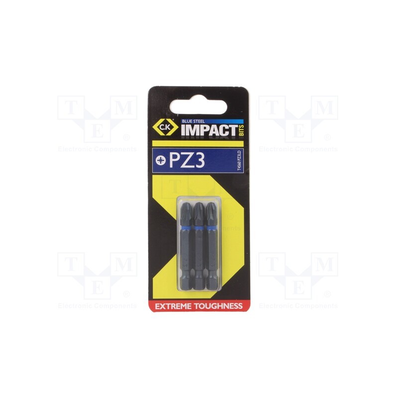 1 set x C.K - T4560 PZ3LD - Screwdriver bit, Pozidriv®, PZ3, Overall len: 50mm, 3pcs.