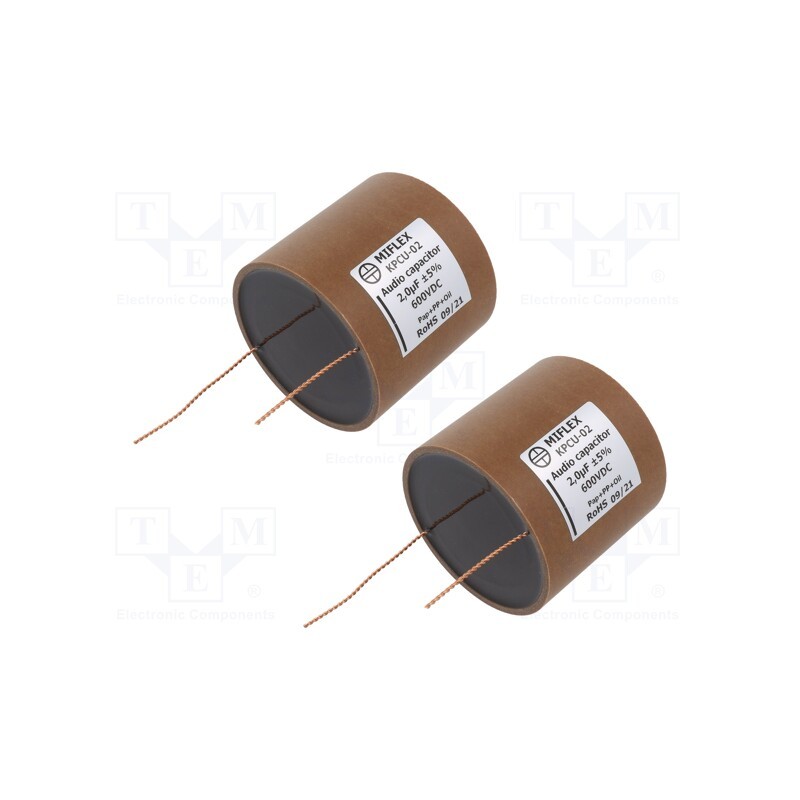 2 pcs x MIFLEX - KPCU02H520J - Capacitor: copper-polypropylene-paper, 2uF, 600VDC, ±5%, Ø76x70mm