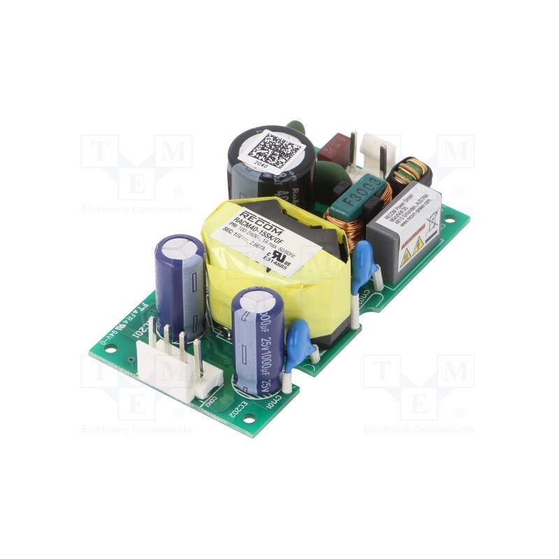 1 pcs x RECOM - RACM40-15SK/OF - Power supply: switched-mode, open, 40W, 120÷370VDC, 80÷264VAC