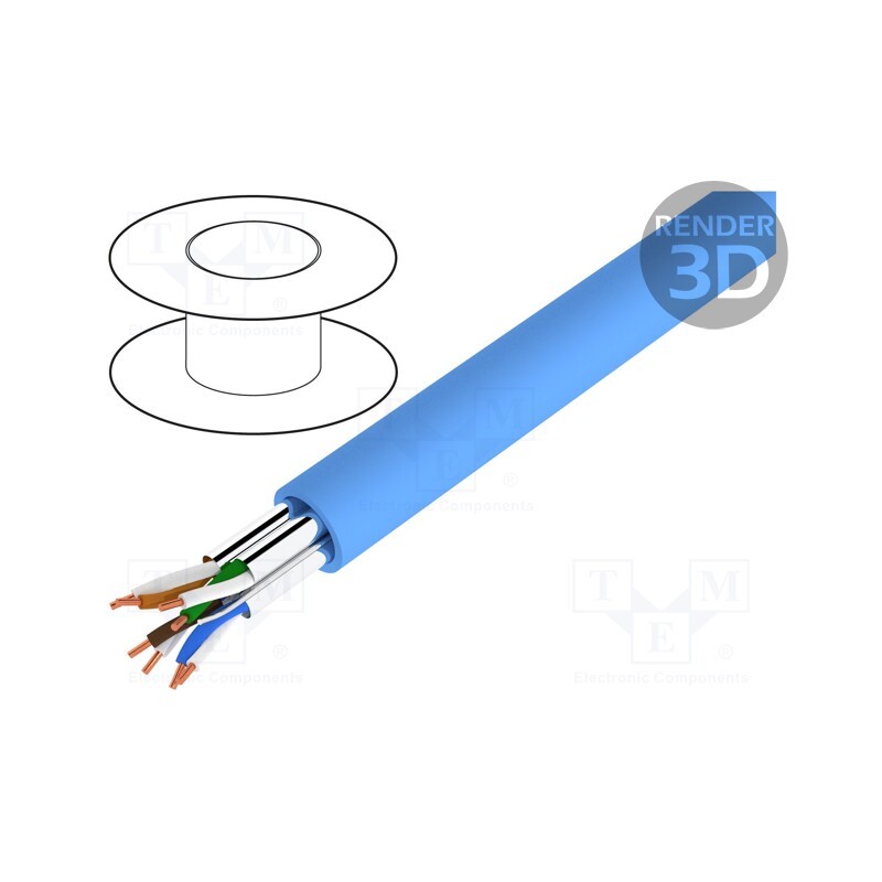 1 rol x DIGITUS - DK-1623-A-VH-5 - Wire, U/FTP, 4x2x23AWG, 6a, solid, Cu, LSZH, blue, 500m, Øcable: 7mm