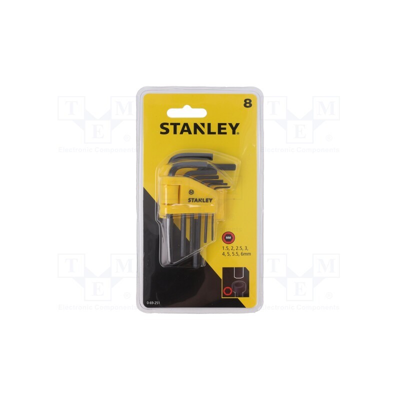 1 set x STANLEY - 0-69-251 - Wrenches set, hex key, Plating: black finish, 8pcs.